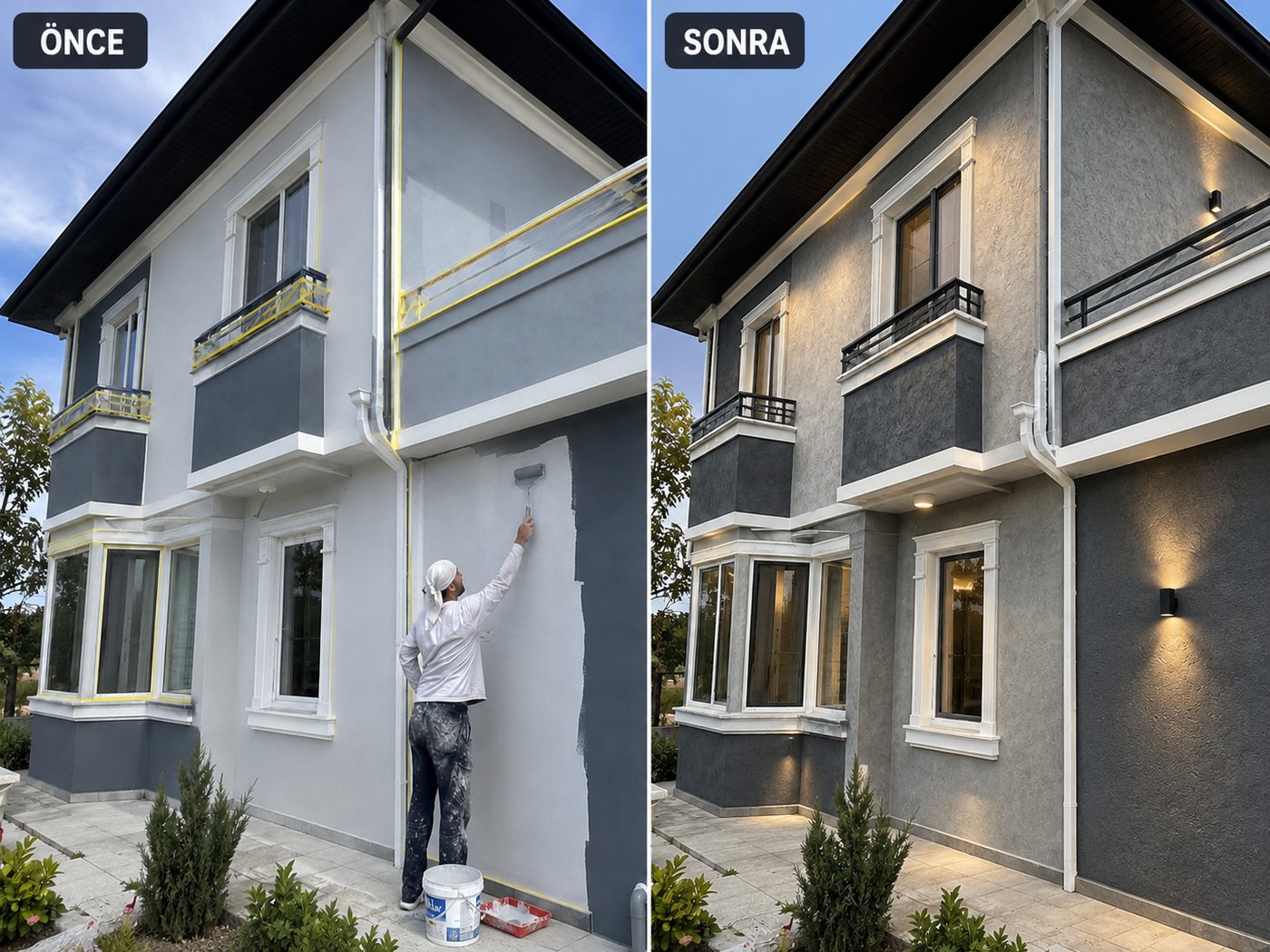 Bayındır dış cephe boya öncesi ve sonrası